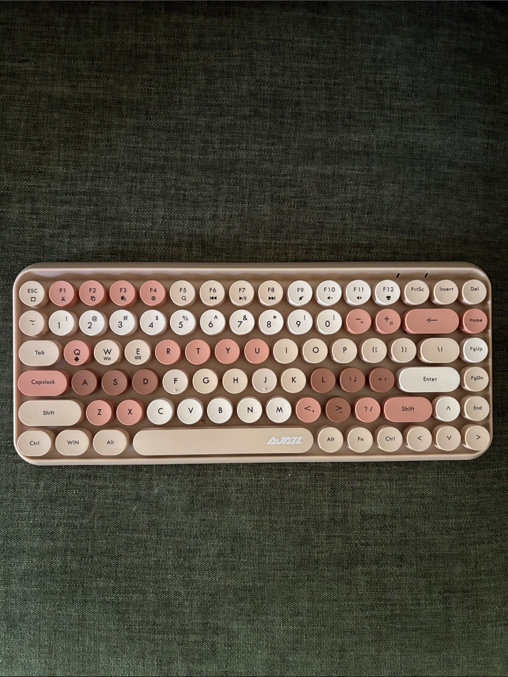 Mi Retro Round Keycap Wireless Keyboard in Pink and Cream